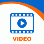 Icon of a film strip with a play button inside and the word "VIDEO" underneath, set against orange and blue curved stripes reminiscent of detailed Nano-API crystallization patterns.