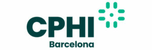 Logo of CPHI Barcelona with green abstract cross-like emblem on the right.