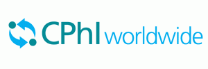 Logo of CPhI Worldwide, a prominent pharmaceutical exhibition, features two arrows in a circle on the left and the text "CPhI worldwide" in blue.