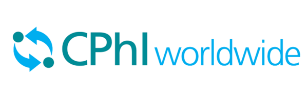 Logo of CPhI Worldwide, a prominent pharmaceutical exhibition, features two arrows in a circle on the left and the text "CPhI worldwide" in blue.
